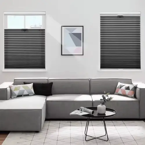 Energy-saving honeycomb blinds custom installed on a home window.